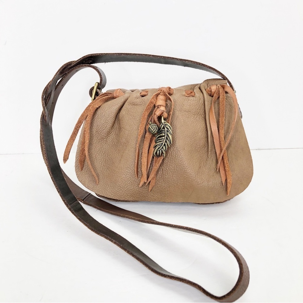 Lucky brand, BoHo Leather Fringe Crossbody Bag in Tan